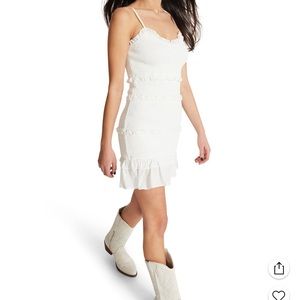 NWT Steve Madden White Shirred Mini Dress